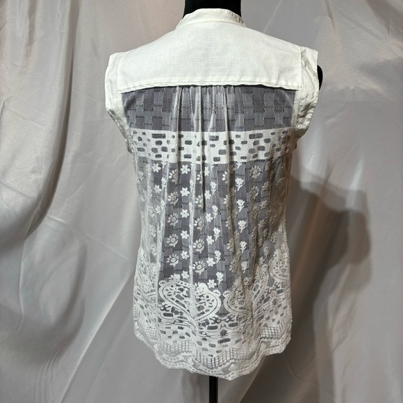 CABI Prudence White Lace Sheer Top w/ Veri White Top Size S - Picture 9 of 13